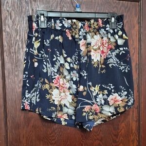 SHEIN Navy Floral High Waist Shorts